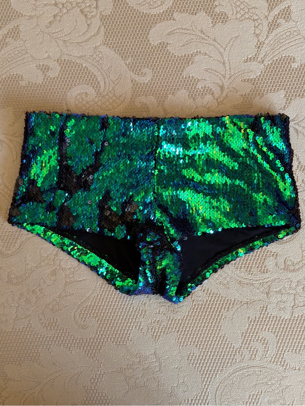 Women's Green Sequin Dance Shorts